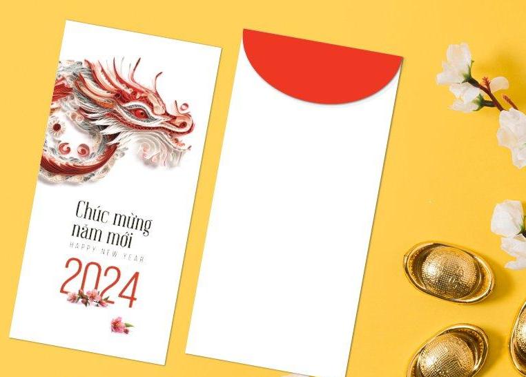 Bao lì xì đỏ may mắn in logo doanh nghiệp