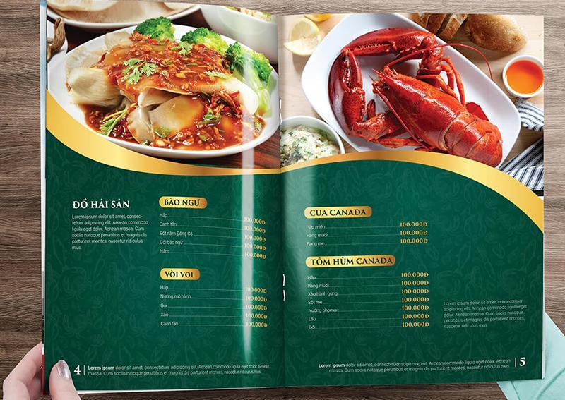 Mẫu menu quán ăn đẹp thiết kế tại In An Phúc