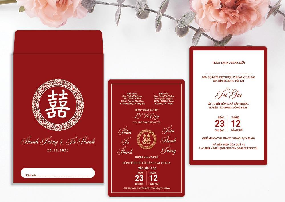 Mẫu thiệp cưới chất liệu giấy mỹ thuật