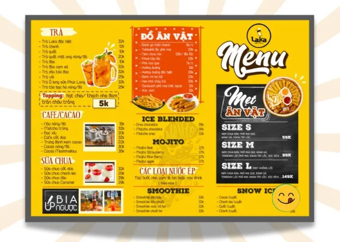 In menu khổ A4, A3, A5 theo yêu cầu