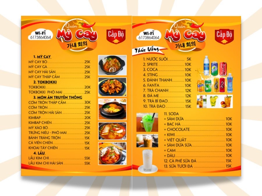 Menu nhà hàng sang trọng in bìa cán mờ