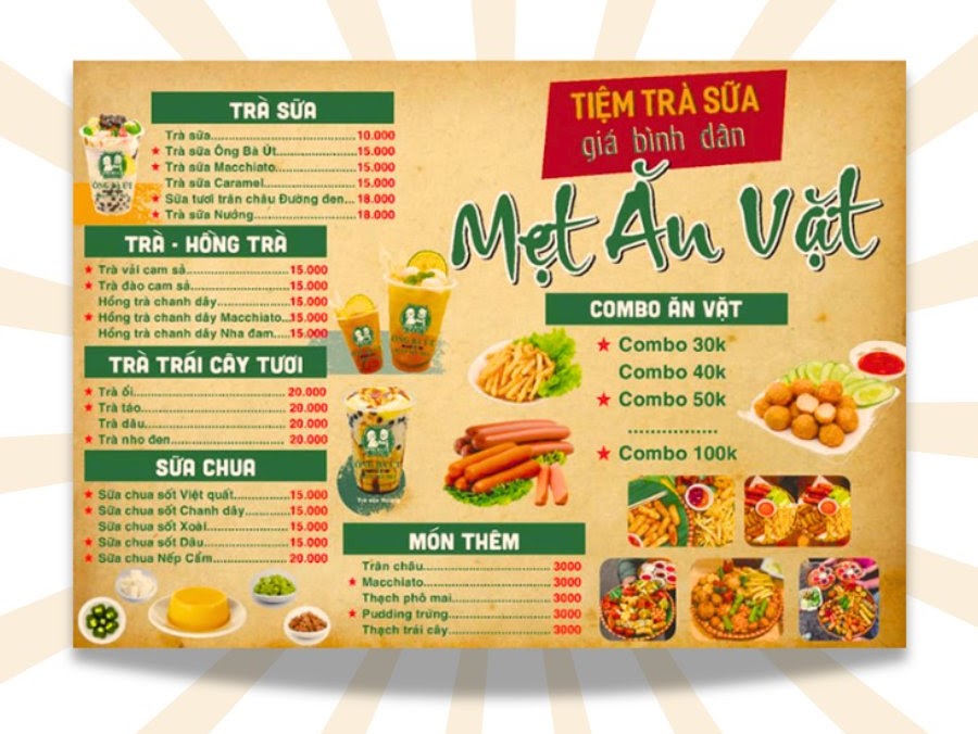 in menu nhanh lấy liền In An Phúc