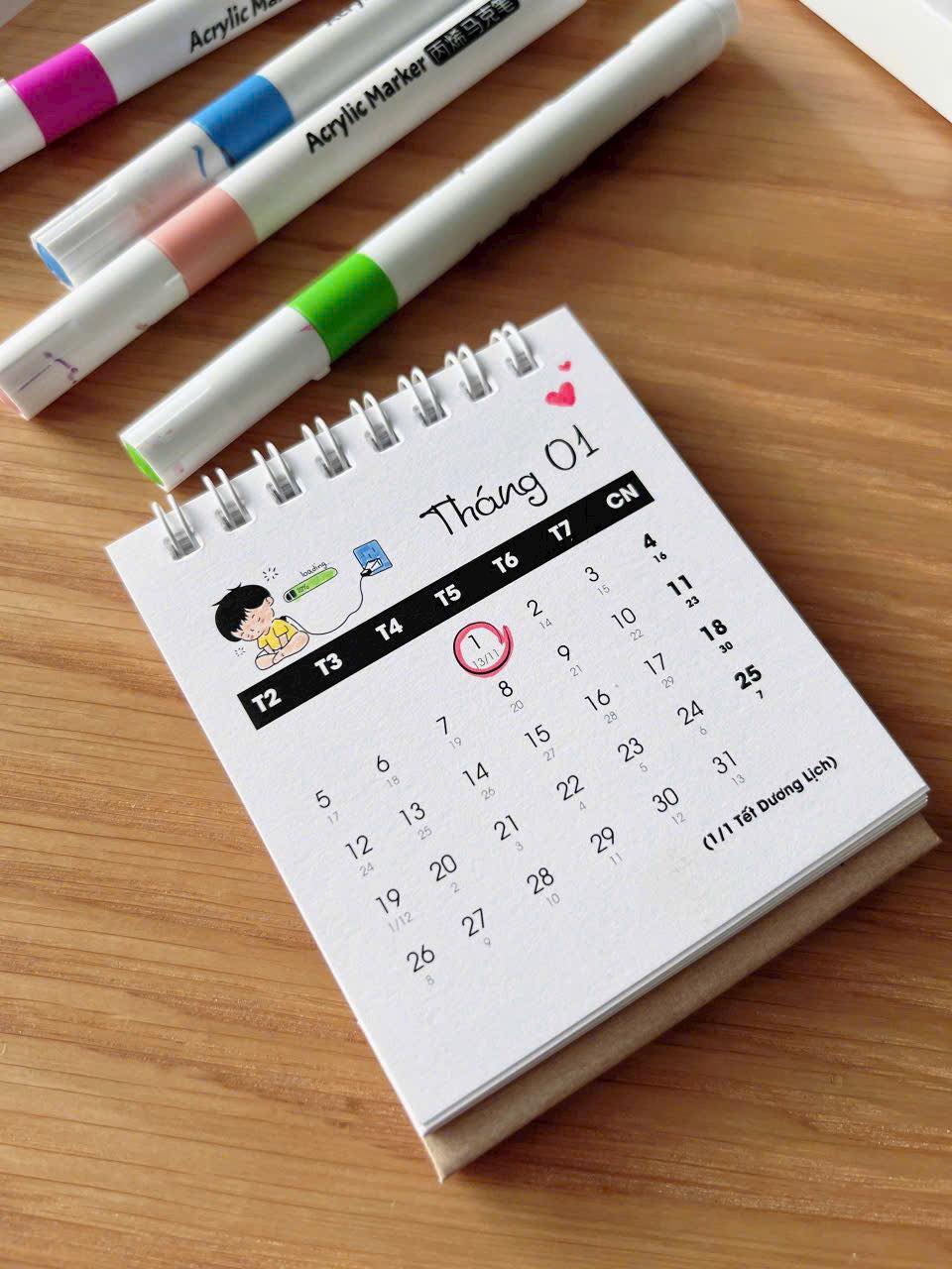 lịch để bàn mini mẫu truyền thống