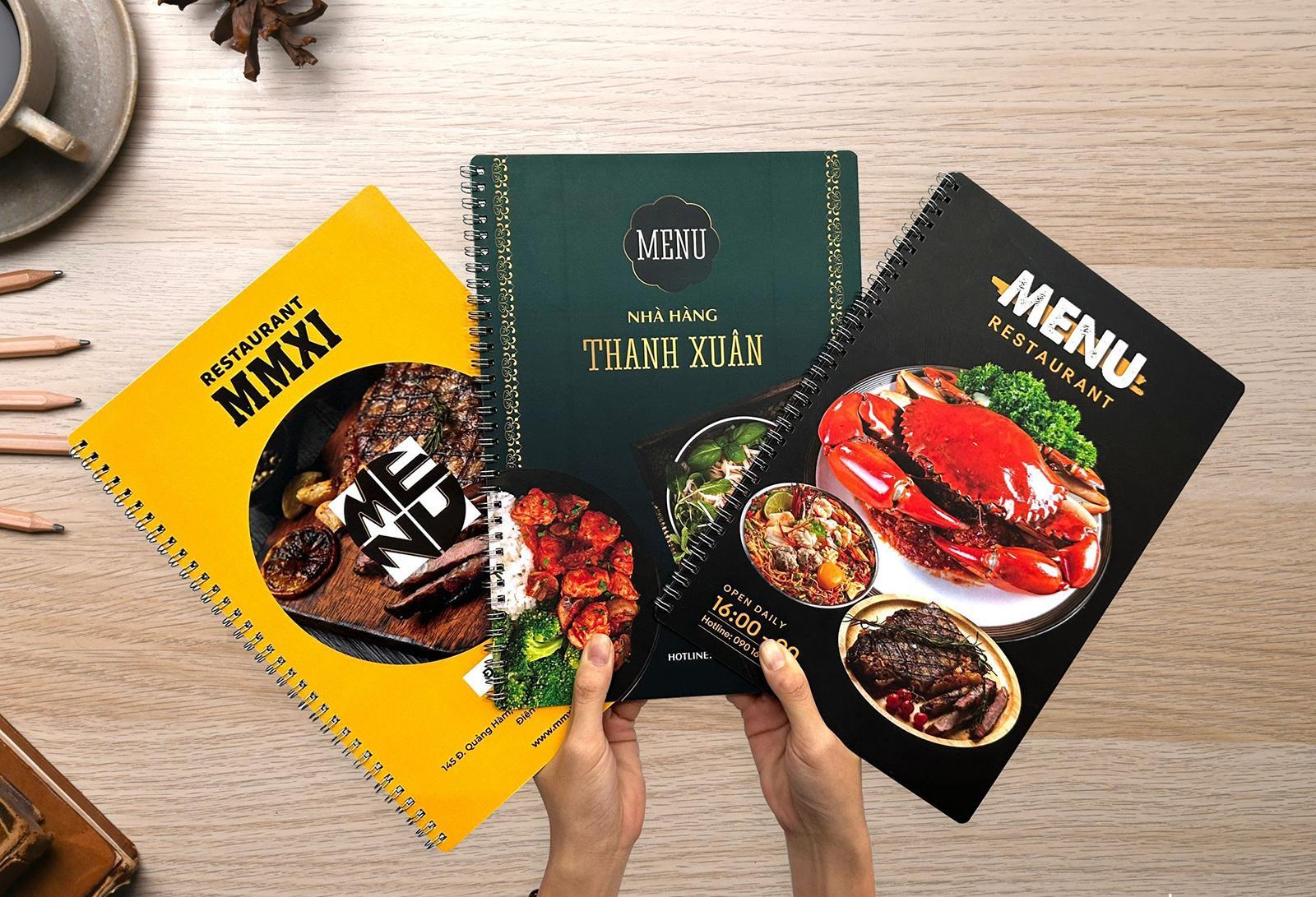 In menu nhà hàng sang trọng tại Quận 12